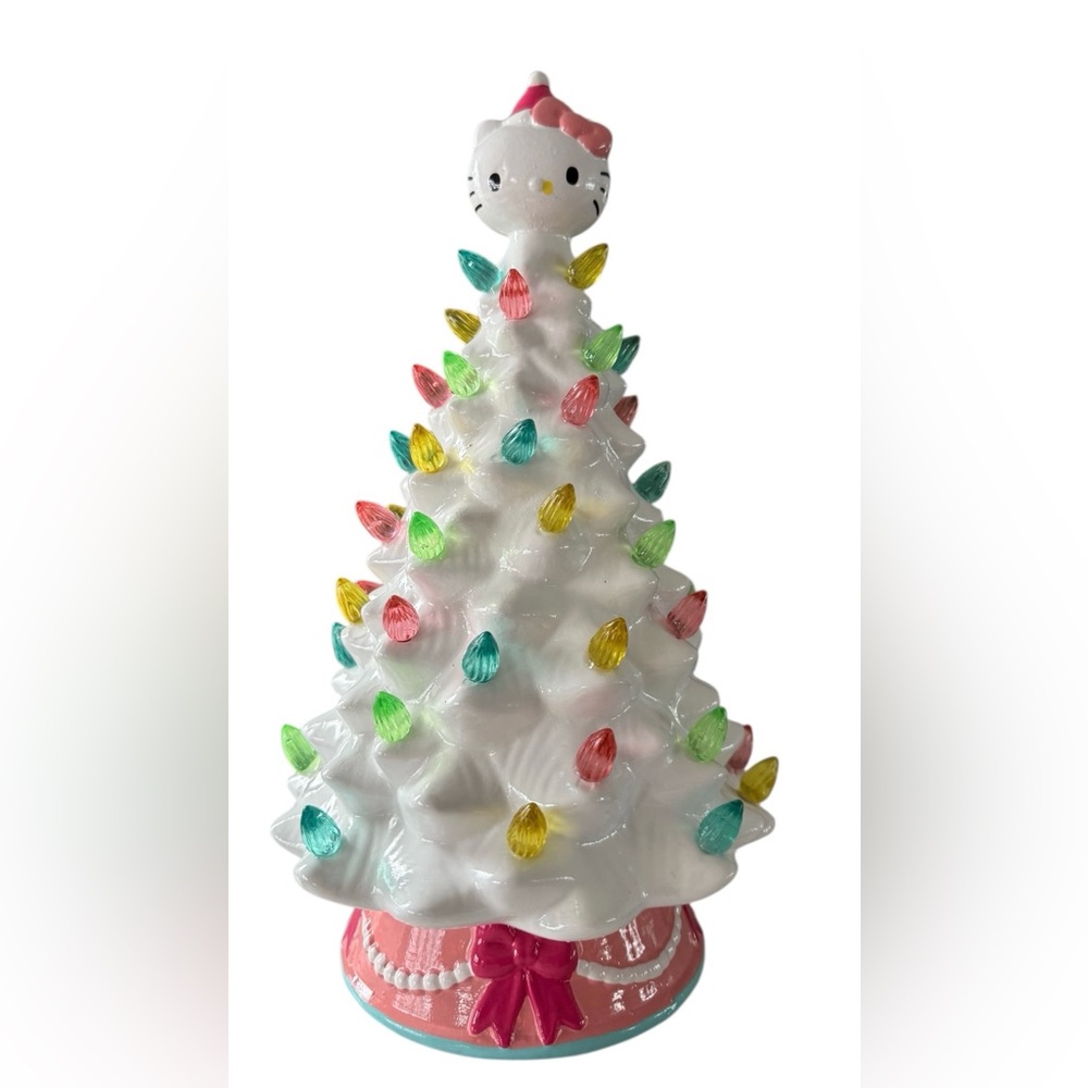 Sanrio White Ceramic Christmas Tree with Multicolor Lights